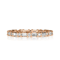 1.00ct Baguette Cut and Round Brilliant Cut Diamond Eternity Band in 18k Rose Gold