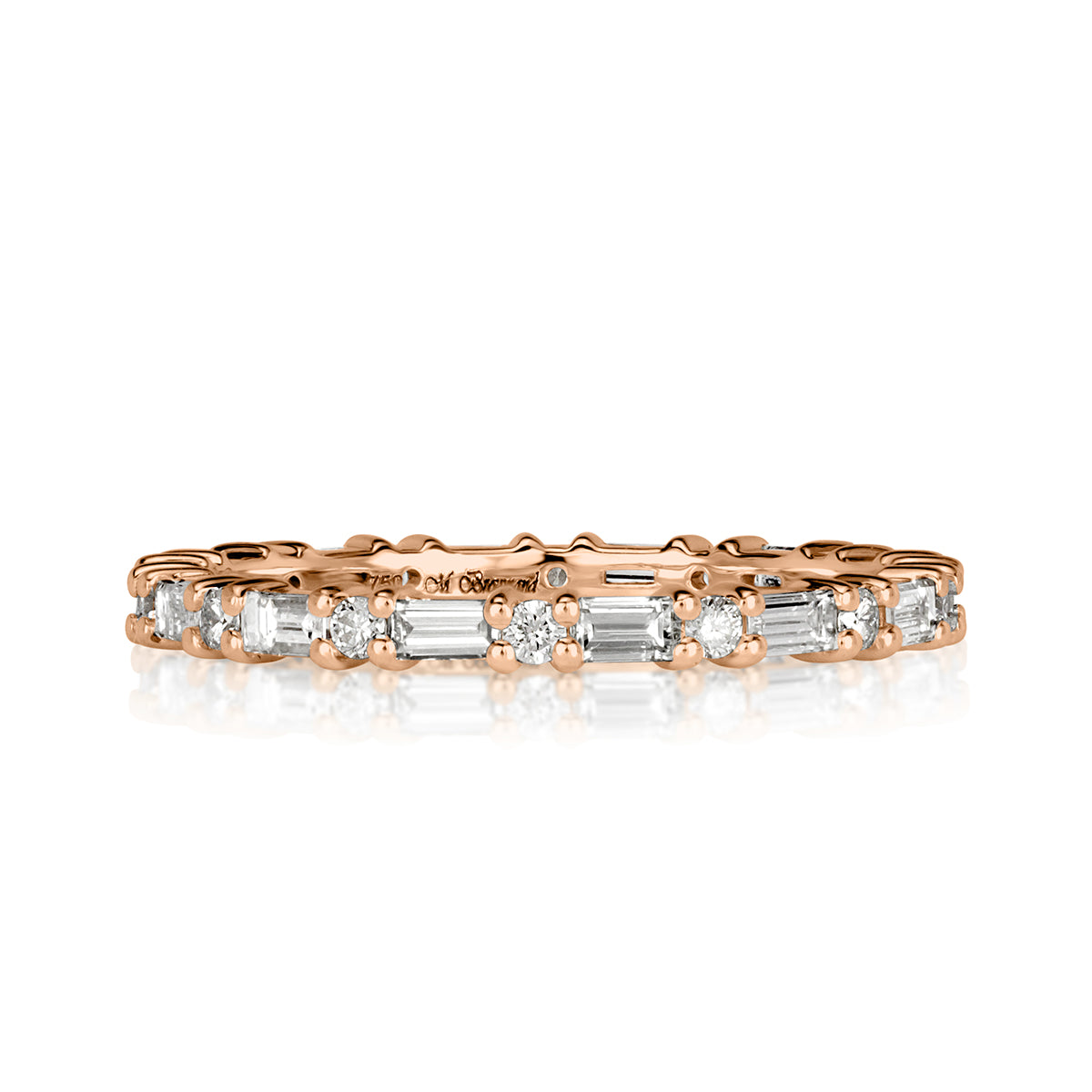 1.00ct Baguette Cut and Round Brilliant Cut Diamond Eternity Band in 18k Rose Gold