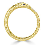 0.07ct Diamond and Sapphire Ouroboros Snake Ring in 14k Yellow Gold
