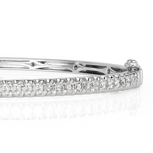 1.02ct Round Brilliant Cut Diamond Bangle Bracelet in 14k White Gold