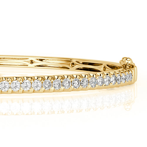 1.02ct Round Brilliant Cut Diamond Bangle Bracelet in 14k Yellow Gold