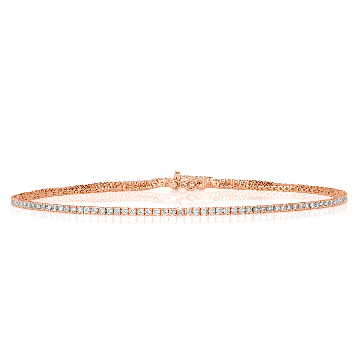 1.14ct Round Brilliant Cut Diamond Tennis Bracelet in 14k Rose Gold