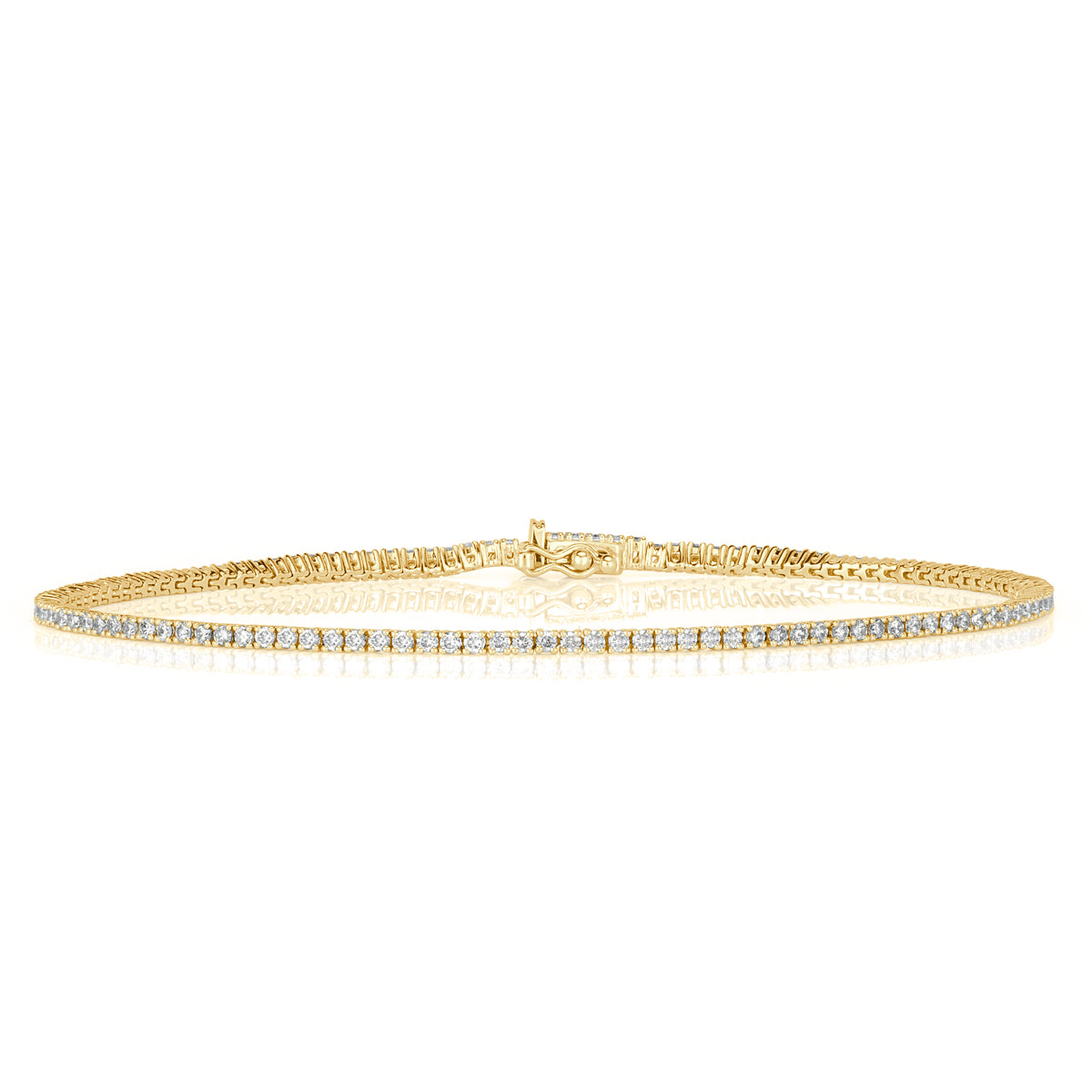 1.14ct Round Brilliant Cut Diamond Tennis Bracelet in 14k Yellow Gold