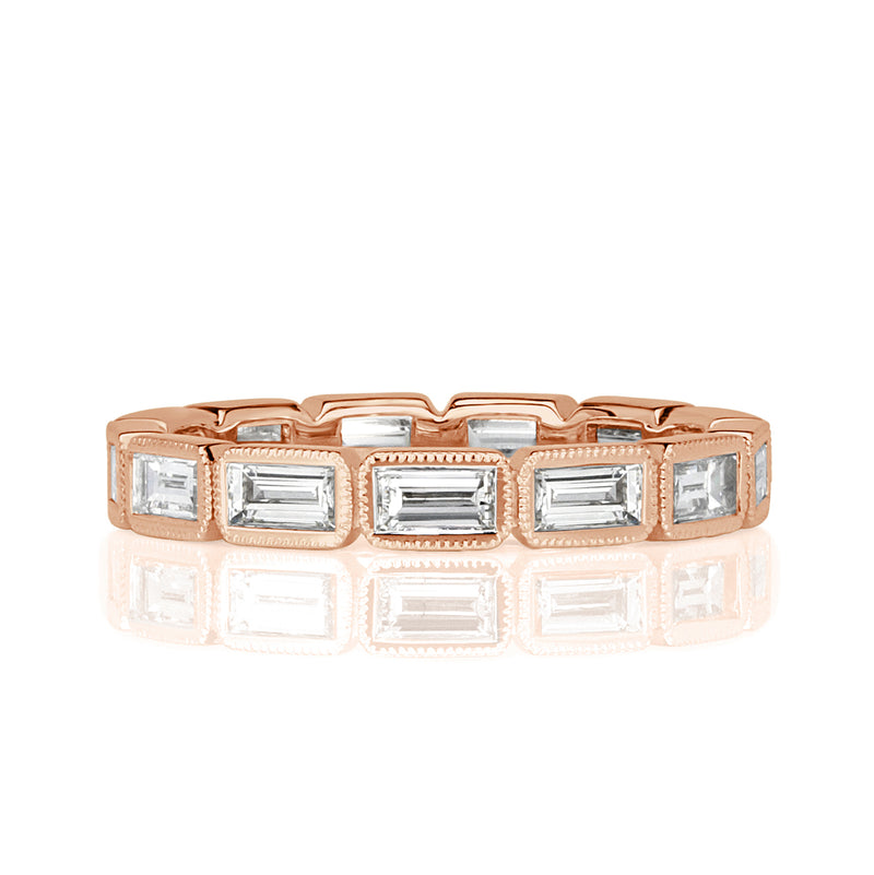 1.40ct Baguette Cut Diamond Eternity Band with Milgrain in 18k Rose Gold