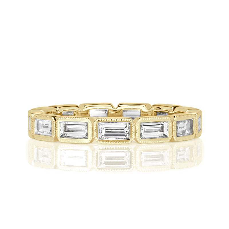 1.40ct Baguette Cut Diamond Eternity Band with Milgrain in 18k Yellow Gold