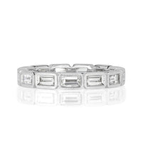 1.40ct Baguette Cut Diamond Eternity Band with Milgrain in 18k White Gold