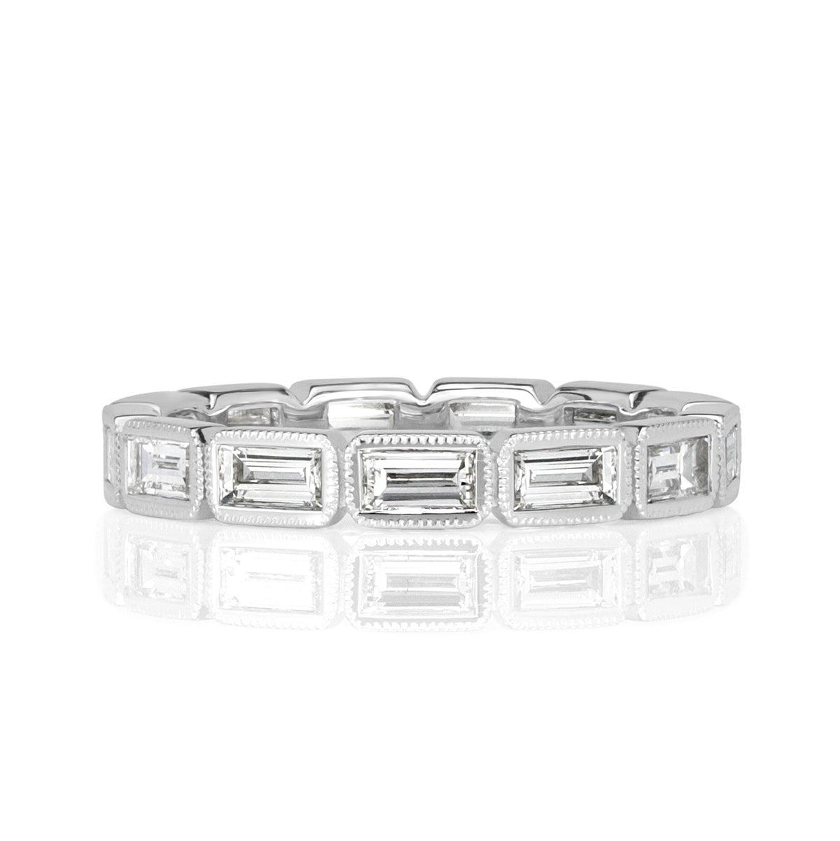 1.40ct Baguette Cut Diamond Eternity Band with Milgrain in Platinum