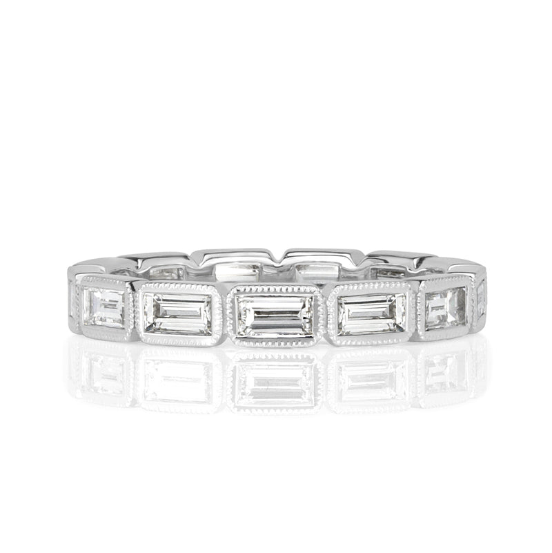 1.40ct Baguette Cut Diamond Eternity Band with Milgrain in Platinum