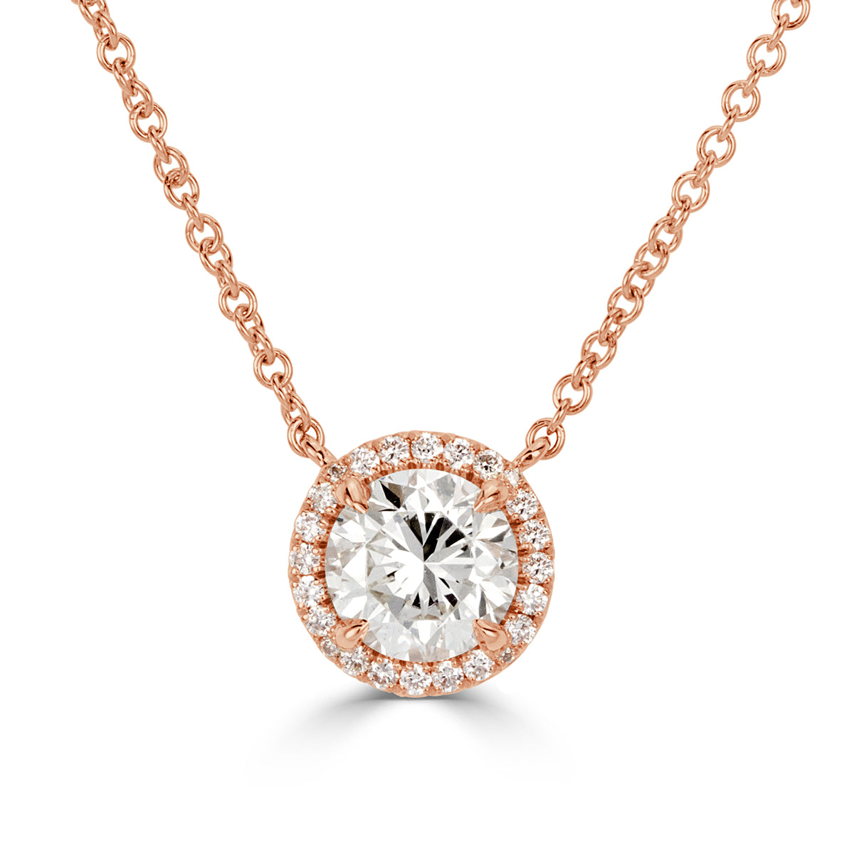1.17ct Round Brilliant Cut Diamond Halo Pendant