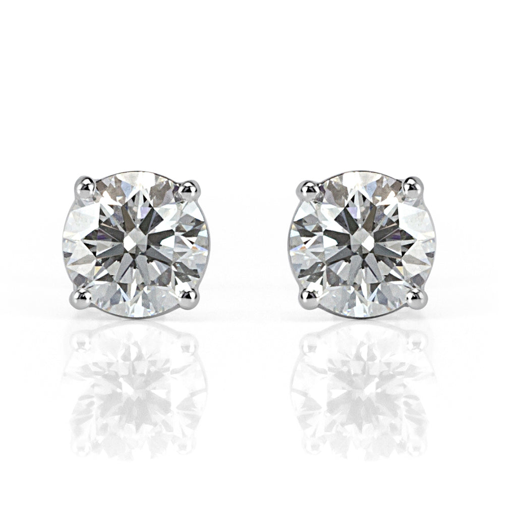 1.23ct Round Brilliant Cut Diamond Stud Earrings