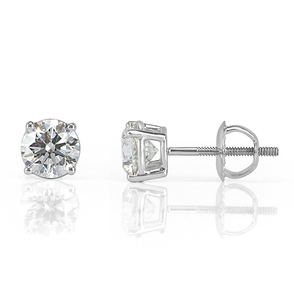 1.23ct Round Brilliant Cut Diamond Stud Earrings