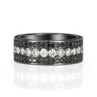 1.85ct Round Cut White and Black Diamond Men's Wedding Band in 18k Gold