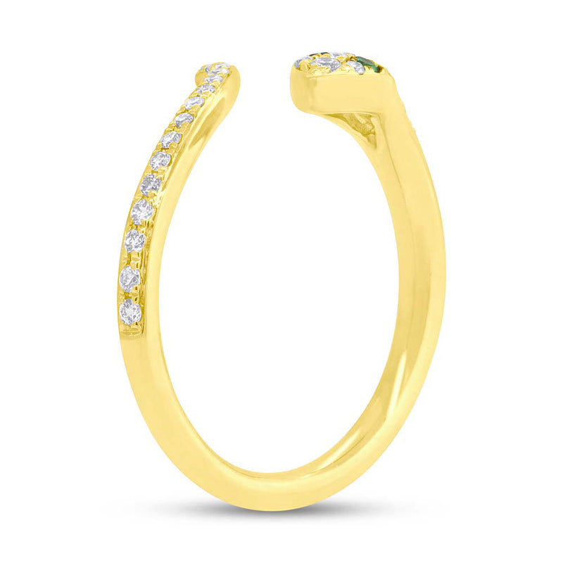 0.21ct Green Garnet and White Diamond Snake Ring in 14k Yellow Gold