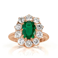 3.33ct Emerald and Diamond Halo Ring