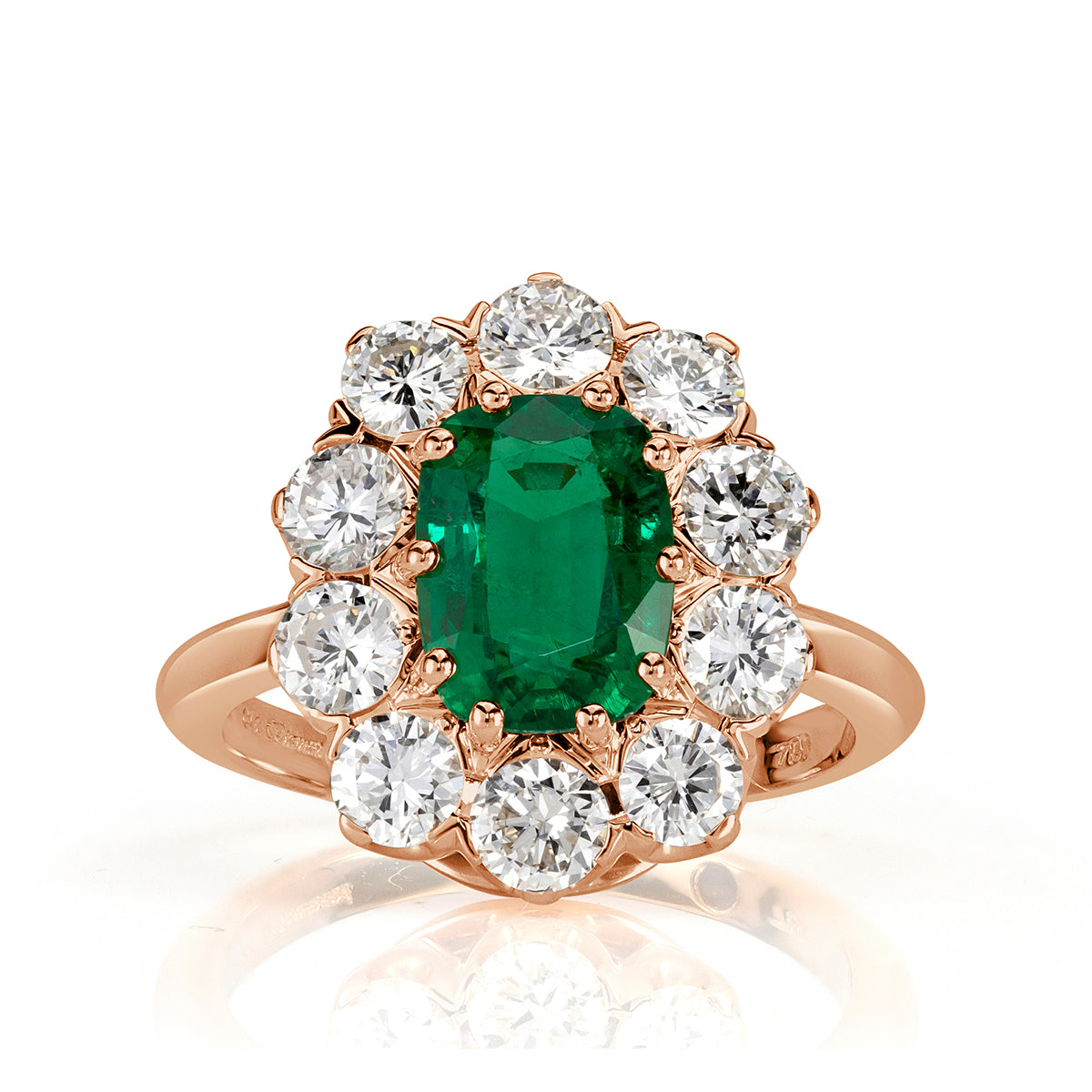 3.33ct Emerald and Diamond Halo Ring