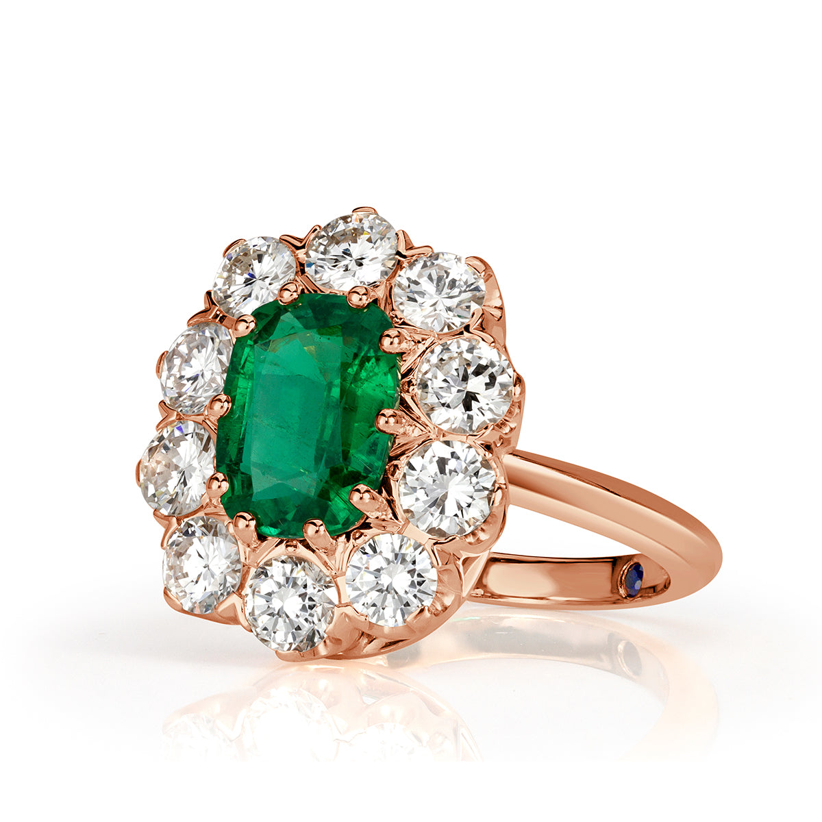 3.33ct Emerald and Diamond Halo Ring