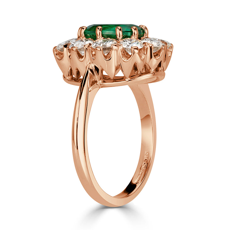 3.33ct Emerald and Diamond Halo Ring