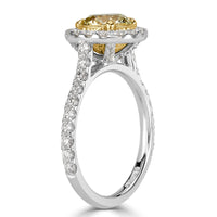 1.92ct Fancy Light Yellow Round Brilliant Cut Diamond Engagement Ring