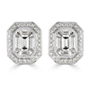 3.07ct Emerald Cut Diamond Halo Earrings