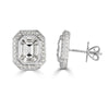 3.07ct Emerald Cut Diamond Halo Earrings
