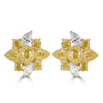 5.42ct Fancy Yellow and White Diamond Cluster Earrings