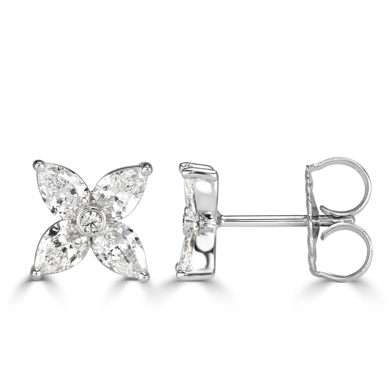 1.50ct Diamond Floral Stud Earrings