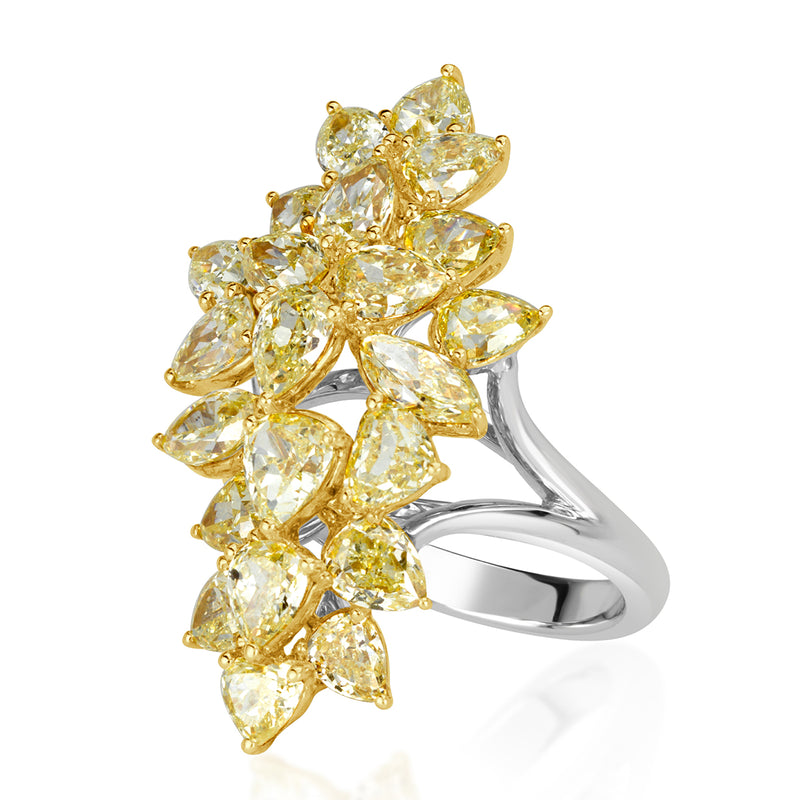 5.59ct Fancy Yellow Diamond Cluster Ring