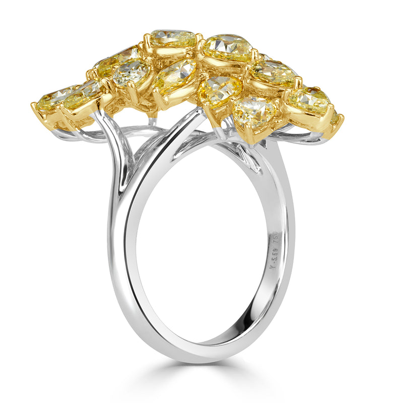 5.59ct Fancy Yellow Diamond Cluster Ring