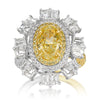 5.19ct Oval Cut Fancy Intense Yellow and White Diamond Ring