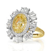 5.19ct Oval Cut Fancy Intense Yellow and White Diamond Ring