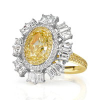 5.19ct Oval Cut Fancy Intense Yellow and White Diamond Ring