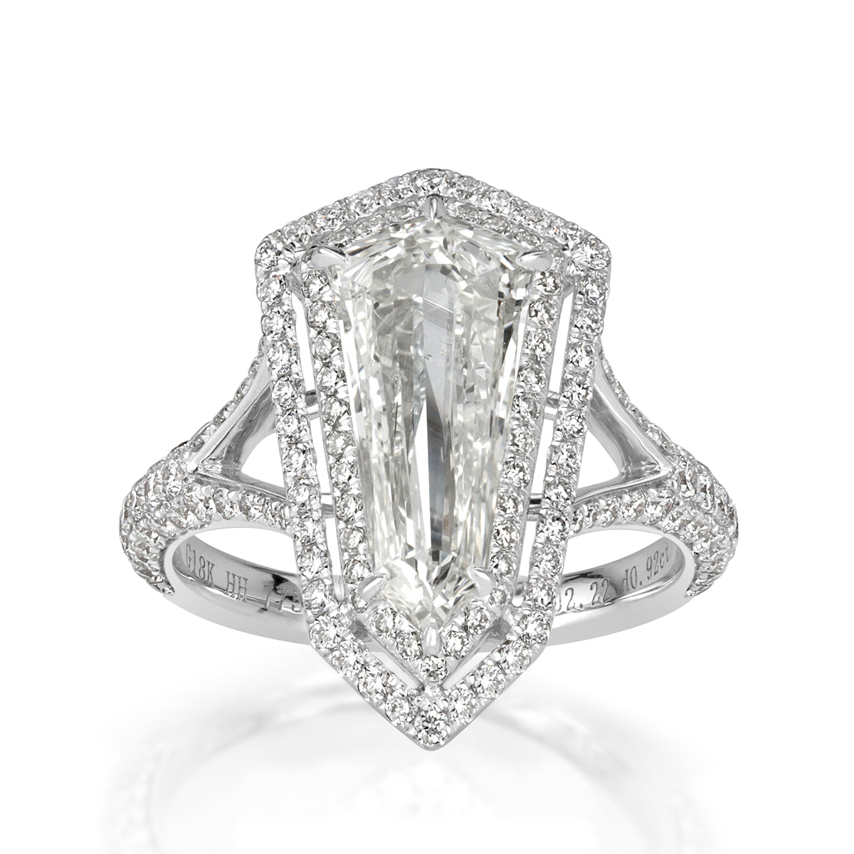 3.13ct Shield Cut Diamond Engagement Ring