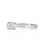0.45ct Emerald Cut Bezel Set Satin Finish Diamond Ring in Platinum