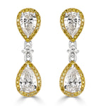 3.29ct Pear Shaped Diamond Dangle Earrings