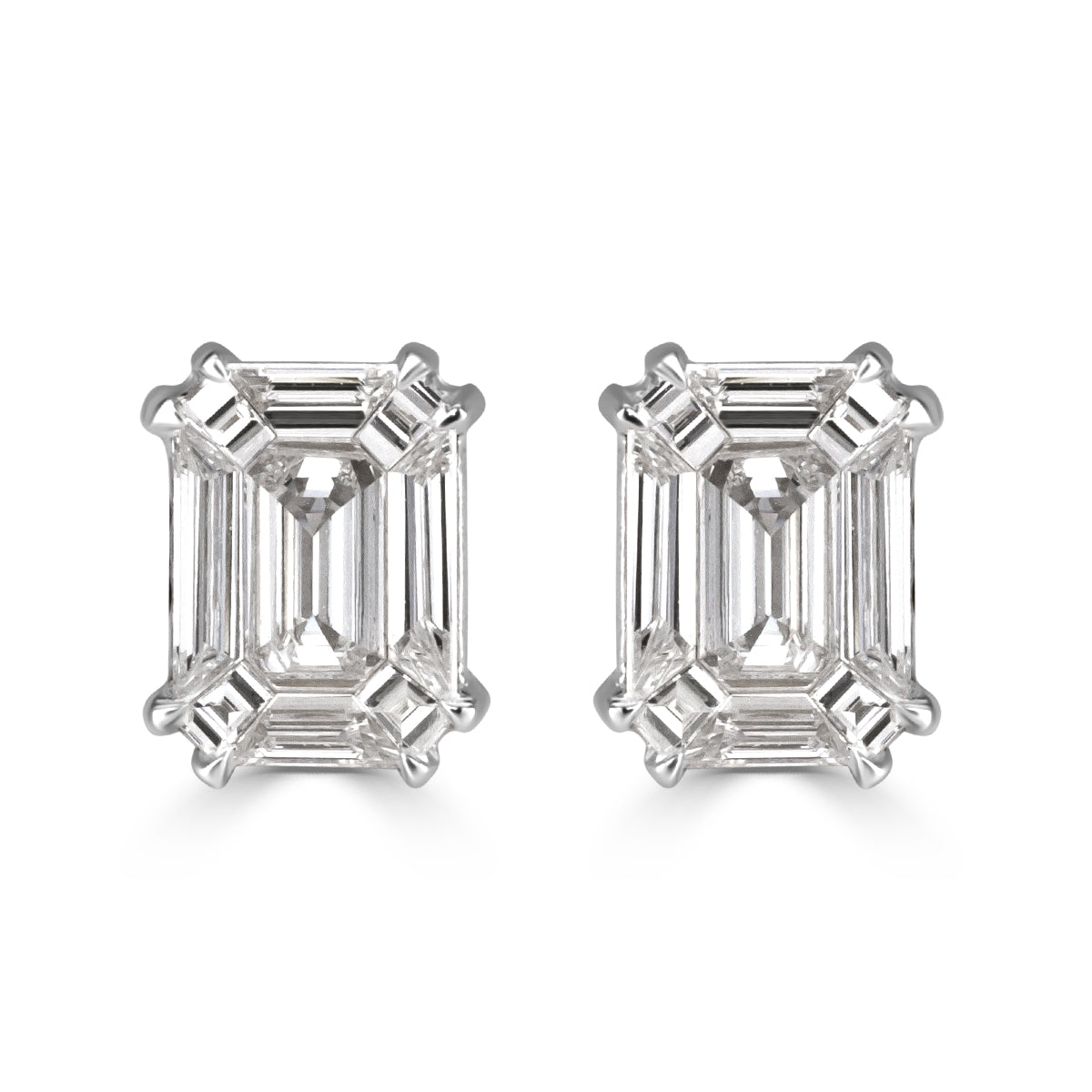 0.48ct Emerald Cut Mosaic Diamond Stud Earrings