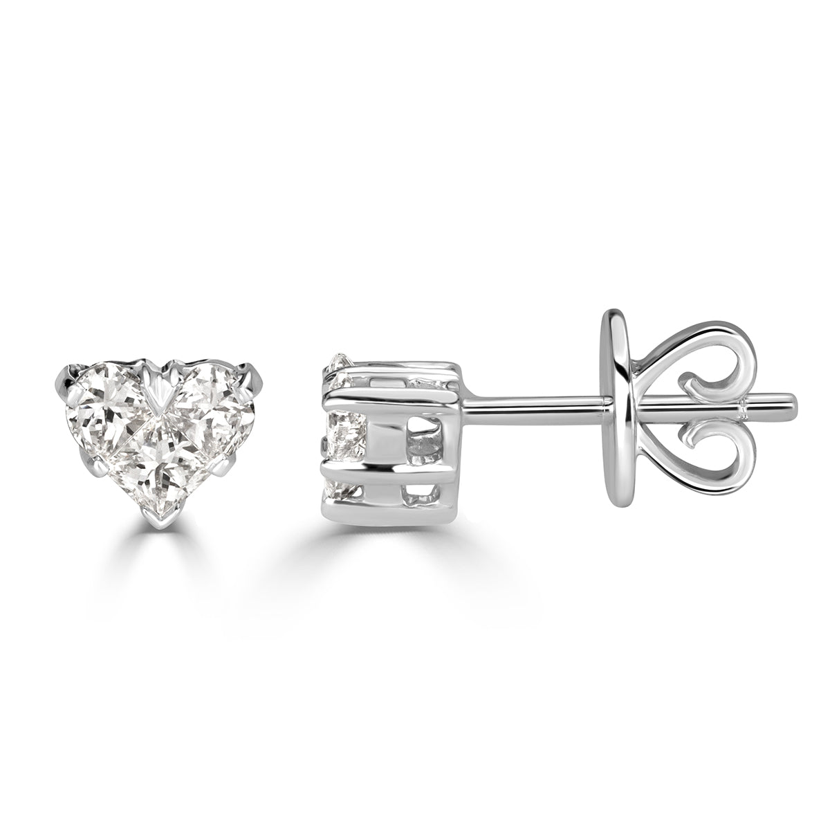 0.59ct Heart Shaped Mosaic Diamond Stud Earrings