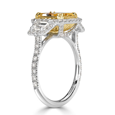 3.73ct Fancy Light Yellow Radiant Cut Diamond Engagement Ring