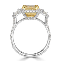 3.73ct Fancy Light Yellow Radiant Cut Diamond Engagement Ring