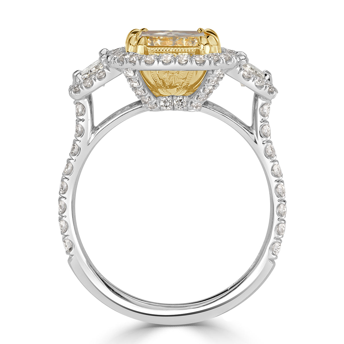 3.73ct Fancy Light Yellow Radiant Cut Diamond Engagement Ring