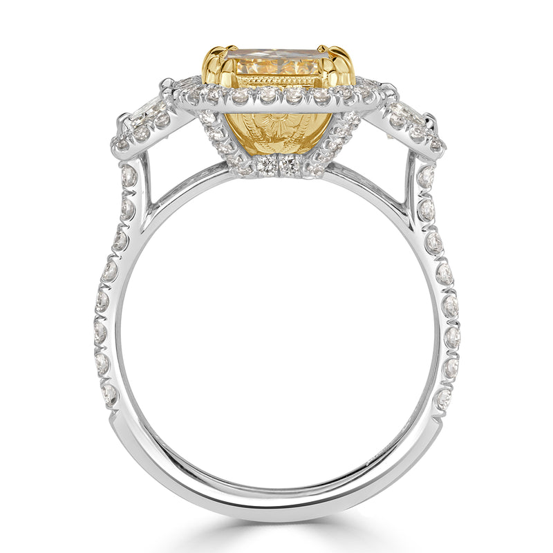 3.73ct Fancy Light Yellow Radiant Cut Diamond Engagement Ring