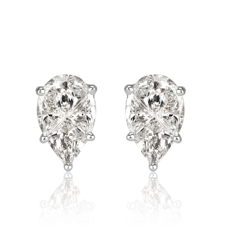 0.72ct Pear Shaped Diamond Stud Earrings
