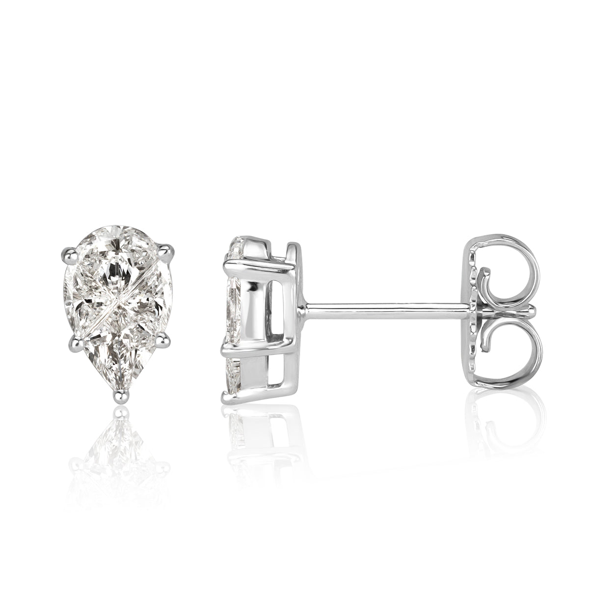 0.72ct Pear Shaped Mosaic Diamond Stud Earrings