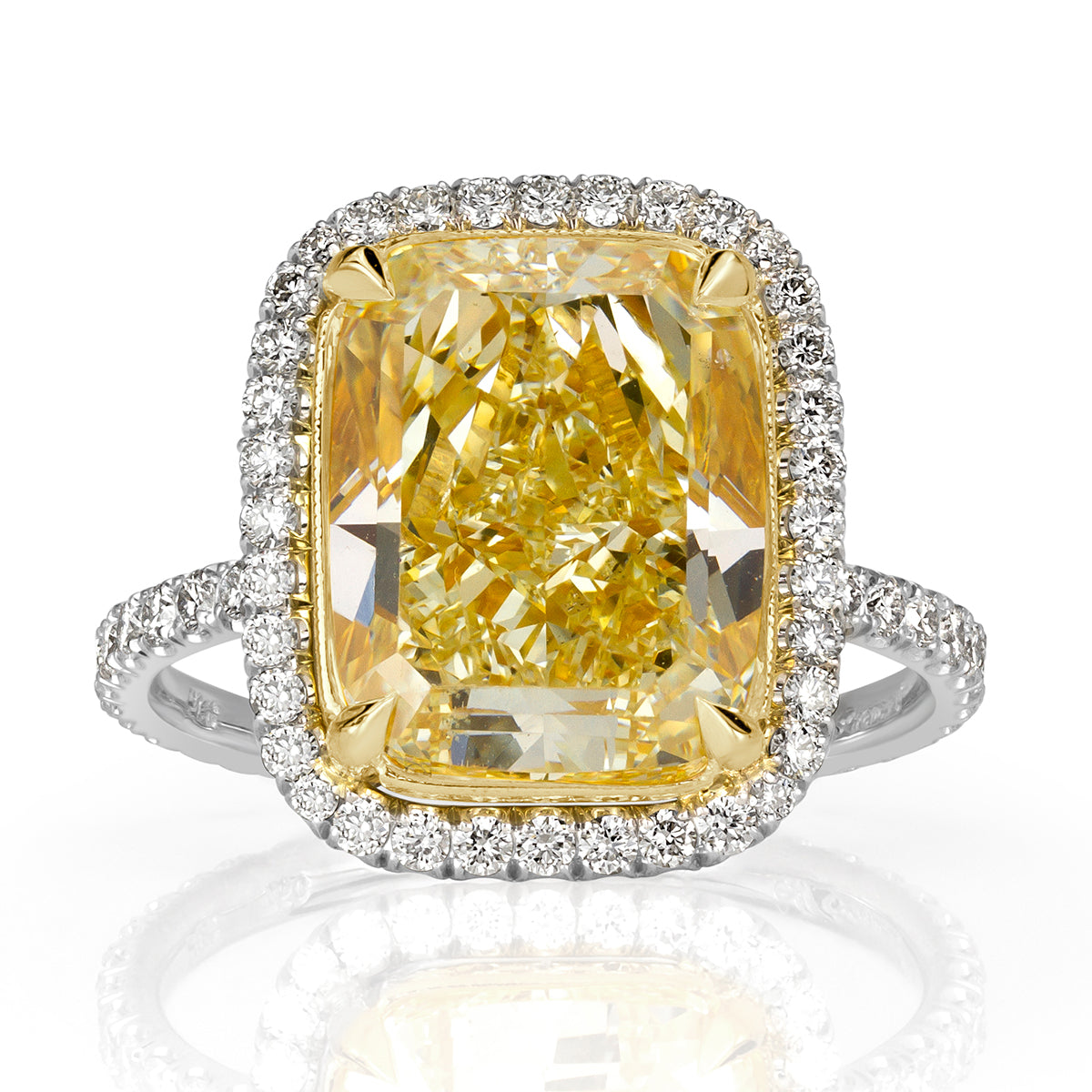 7.79ct Cushion Cut Fancy Light Yellow Diamond Engagement Ring