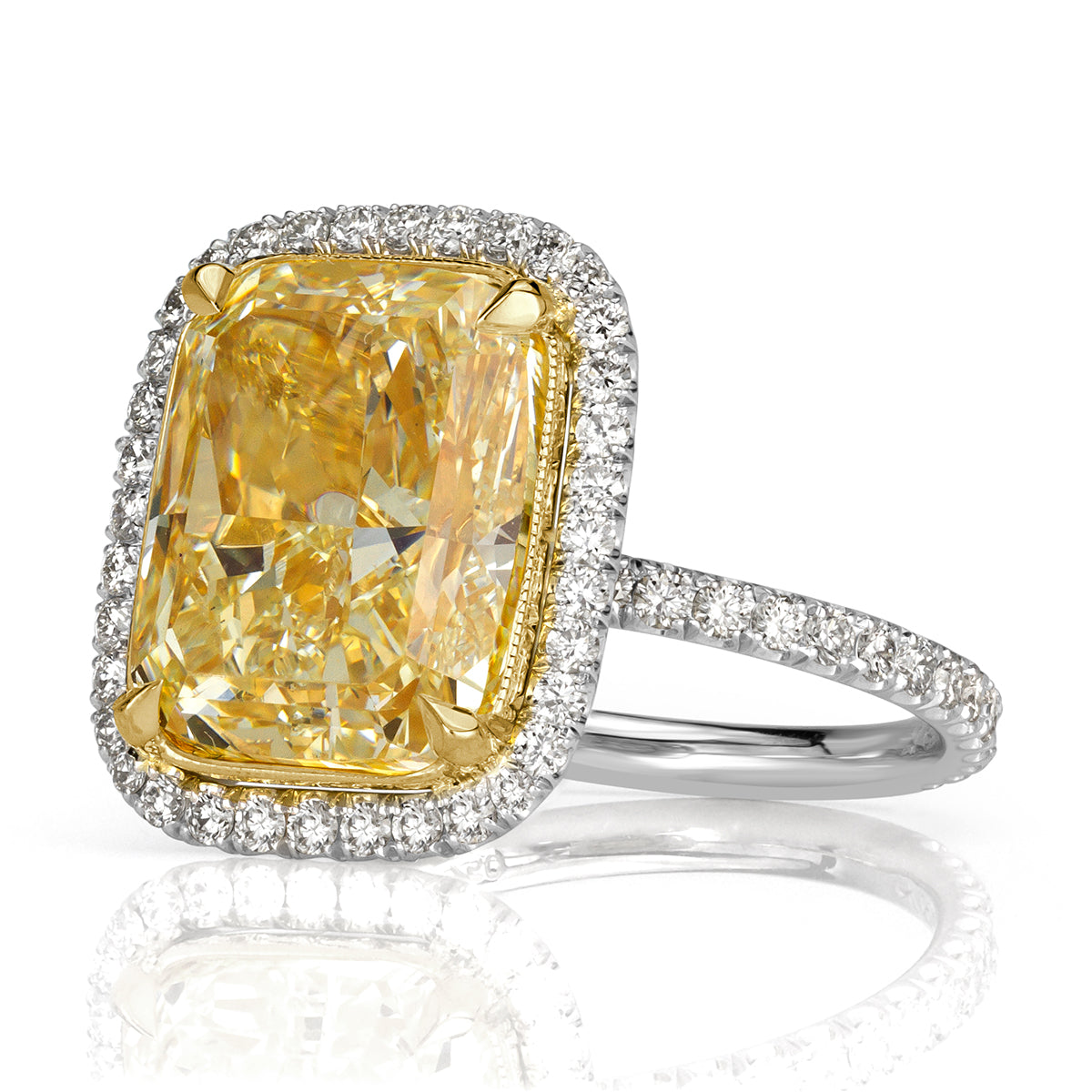 7.79ct Cushion Cut Fancy Light Yellow Diamond Engagement Ring