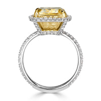 7.79ct Cushion Cut Fancy Light Yellow Diamond Engagement Ring