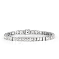 8.80ct Emerald Cut Bezel Set Diamond Tennis Bracelet in 18k White Gold in 6.75'