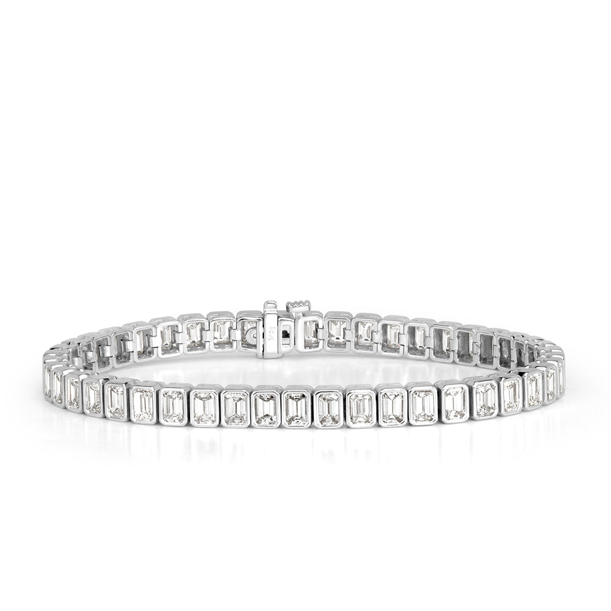 8.80ct Emerald Cut Bezel Set Diamond Tennis Bracelet in 18k White Gold in 6.75'