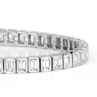 8.80ct Emerald Cut Bezel Set Diamond Tennis Bracelet in 18k White Gold