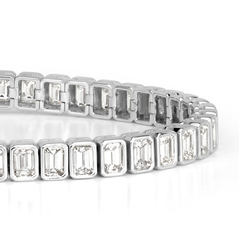 8.80ct Emerald Cut Bezel Set Diamond Tennis Bracelet in 18k White Gold