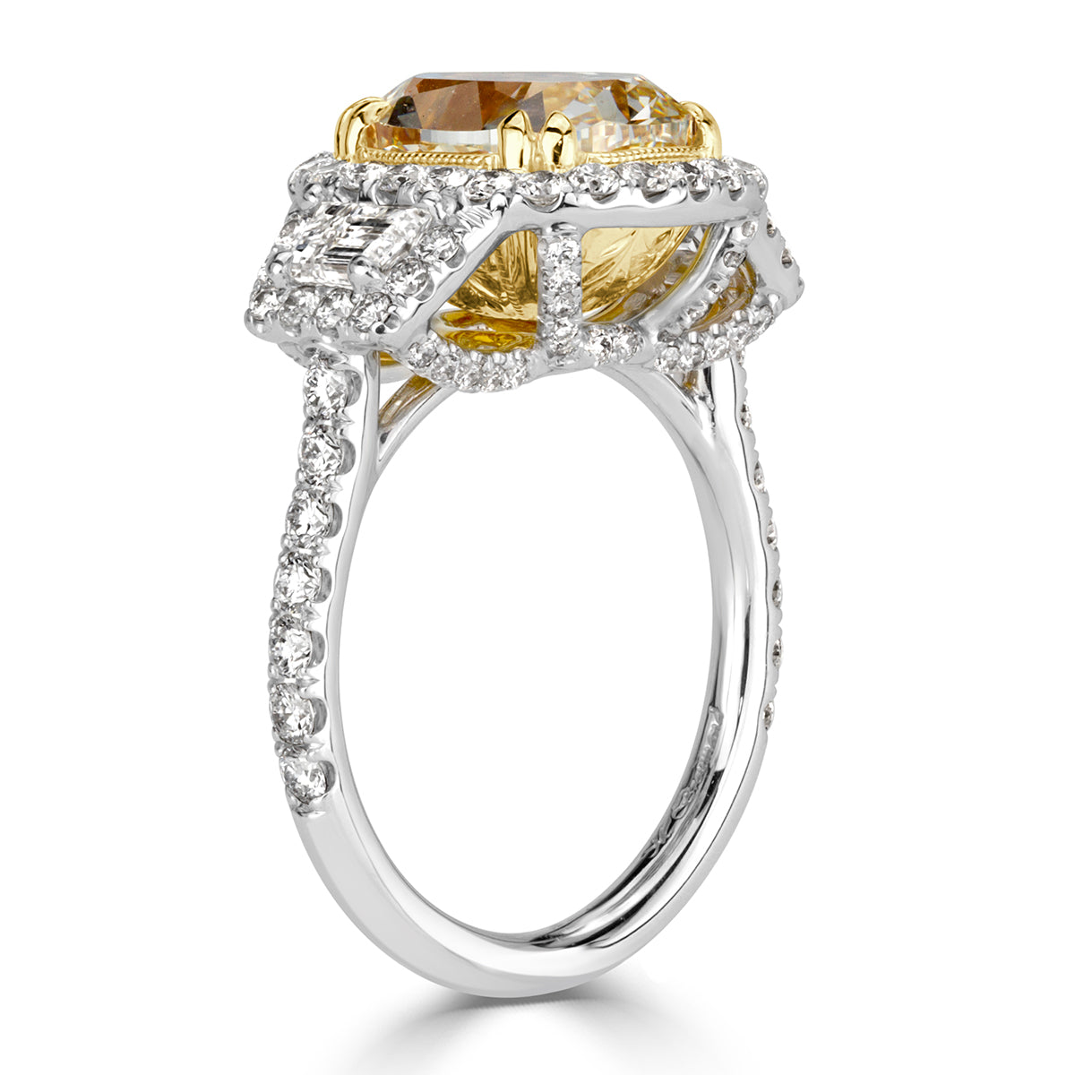 4.83ct Fancy Light Yellow Cushion Cut Diamond Engagement Ring